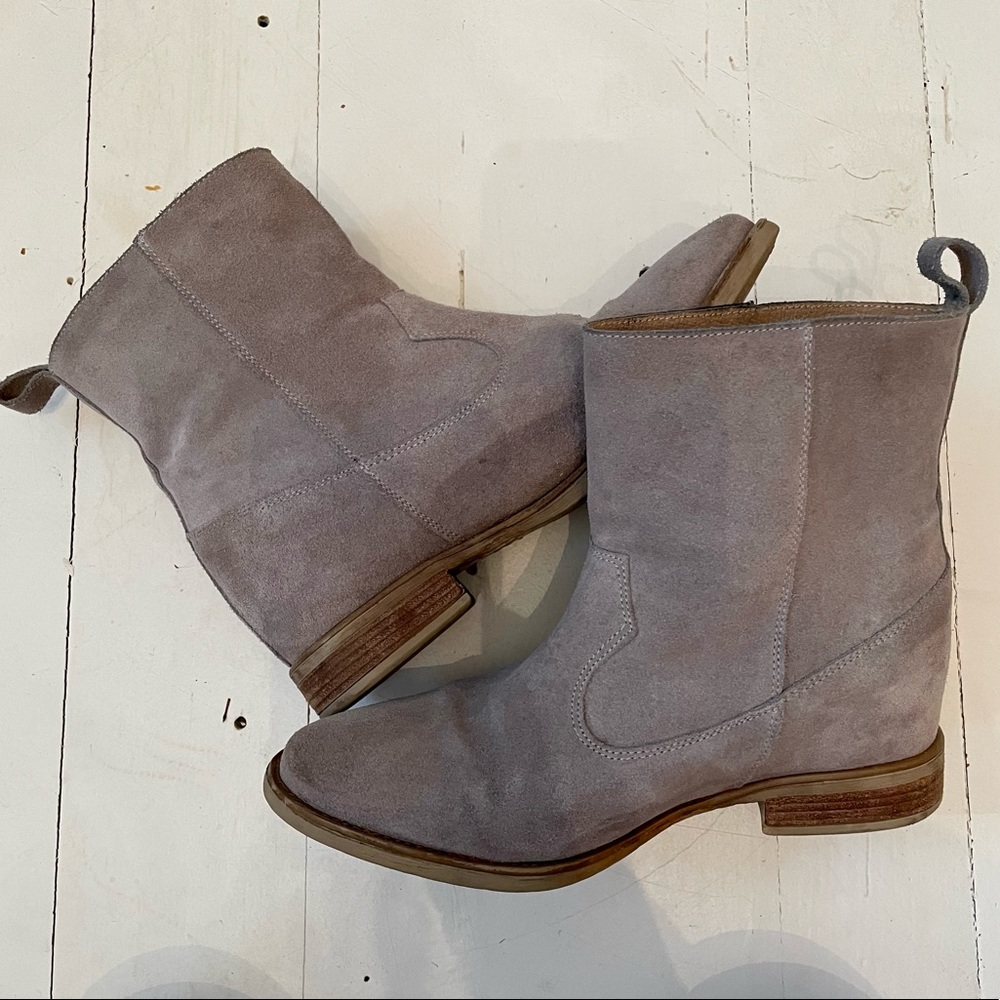 Anthropologie Suede Ankle Pull On Boots